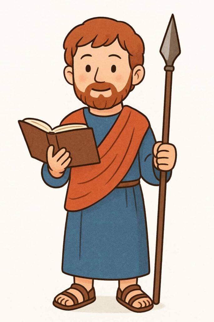 judas tadeo con libro y lanza